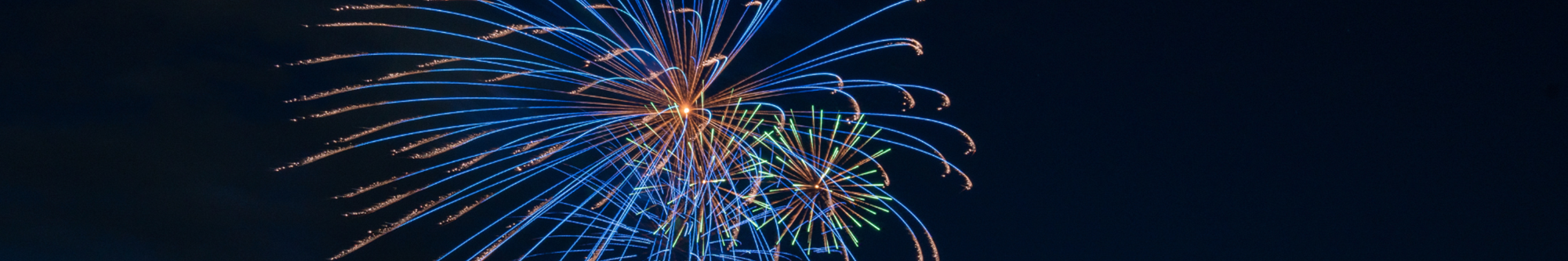 Fireworks on a blue banner
